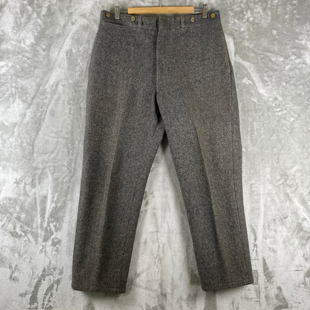 Vintage 1950s Woolrich Wool Pants Men 34x28 Malone Hunting Talon Zip Salt Pepper